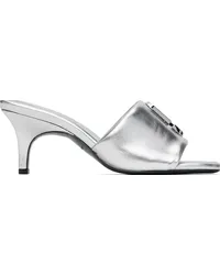 Marc Jacobs Silver 'The Leather J Marc' Heeled Sandals Silver