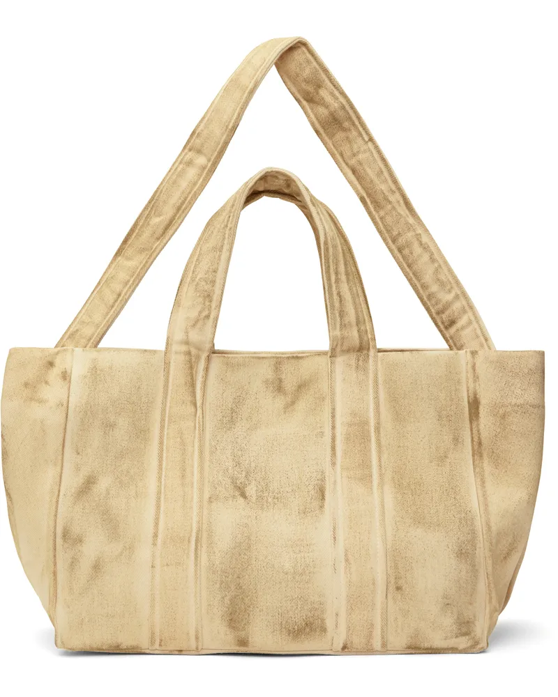 SERAPIS Beige Tar-Painted Canvas Tote Ecru
