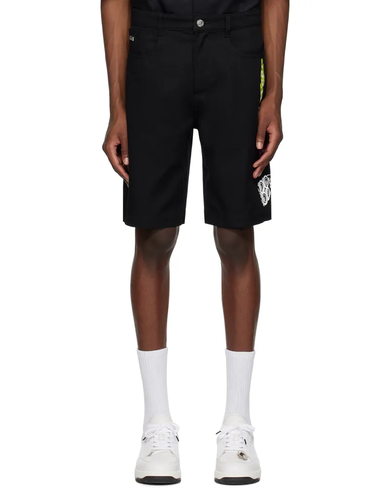 GCDS Black Embroidered Shorts Black