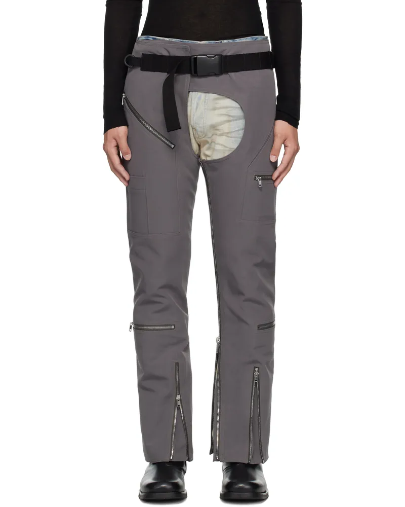 Rick Owens Gray Hollywood Headon Chaps Trousers 48