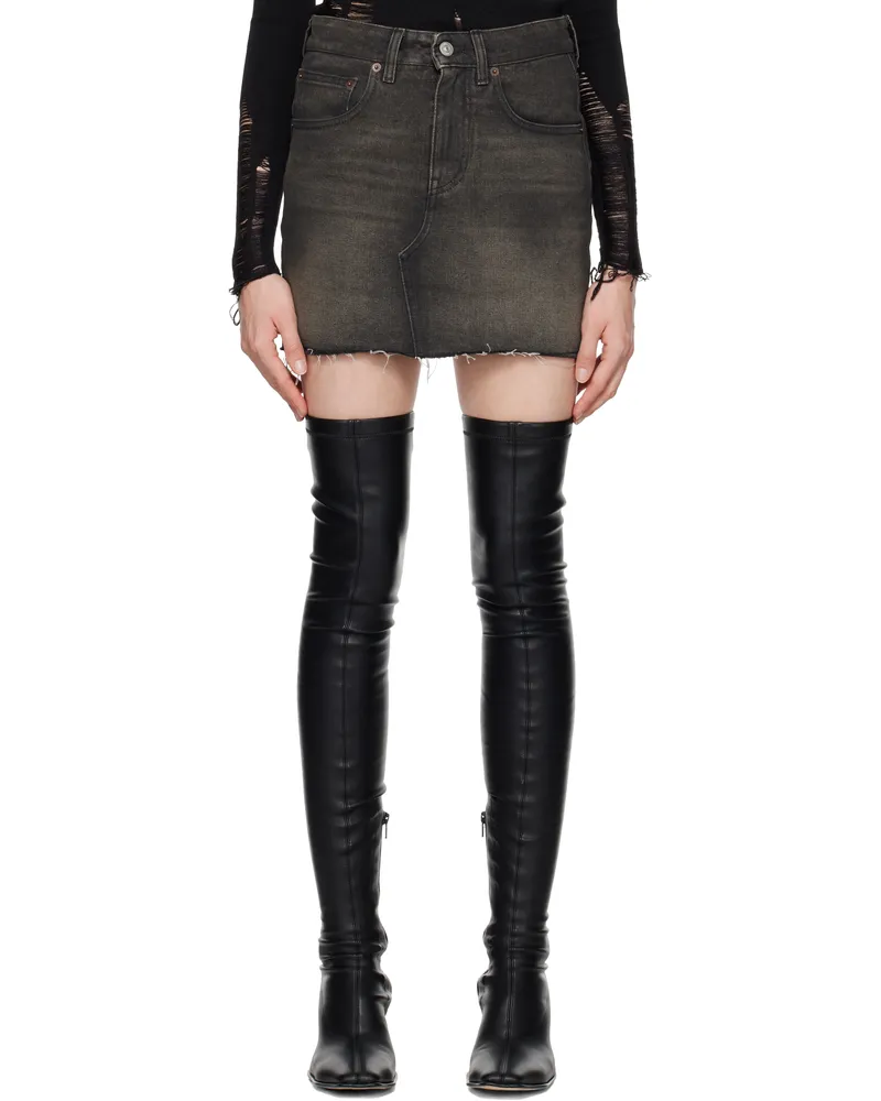 Maison Margiela Brown Faded Denim Miniskirt 962
