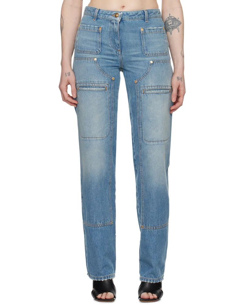 Palm Angels Blue Faded Jeans Light