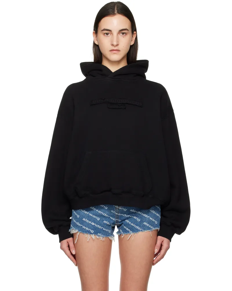 Alexander Wang Black Oversize Logo Hoodie Black