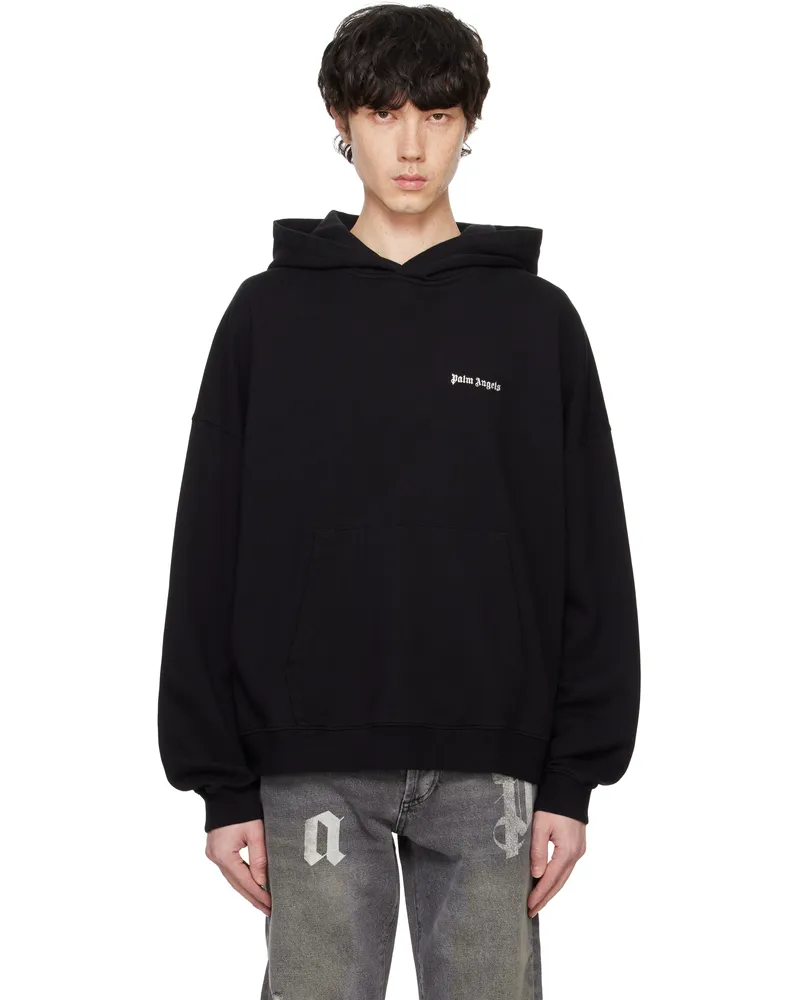 Palm Angels Black Embroidered Logo Hoodie Black
