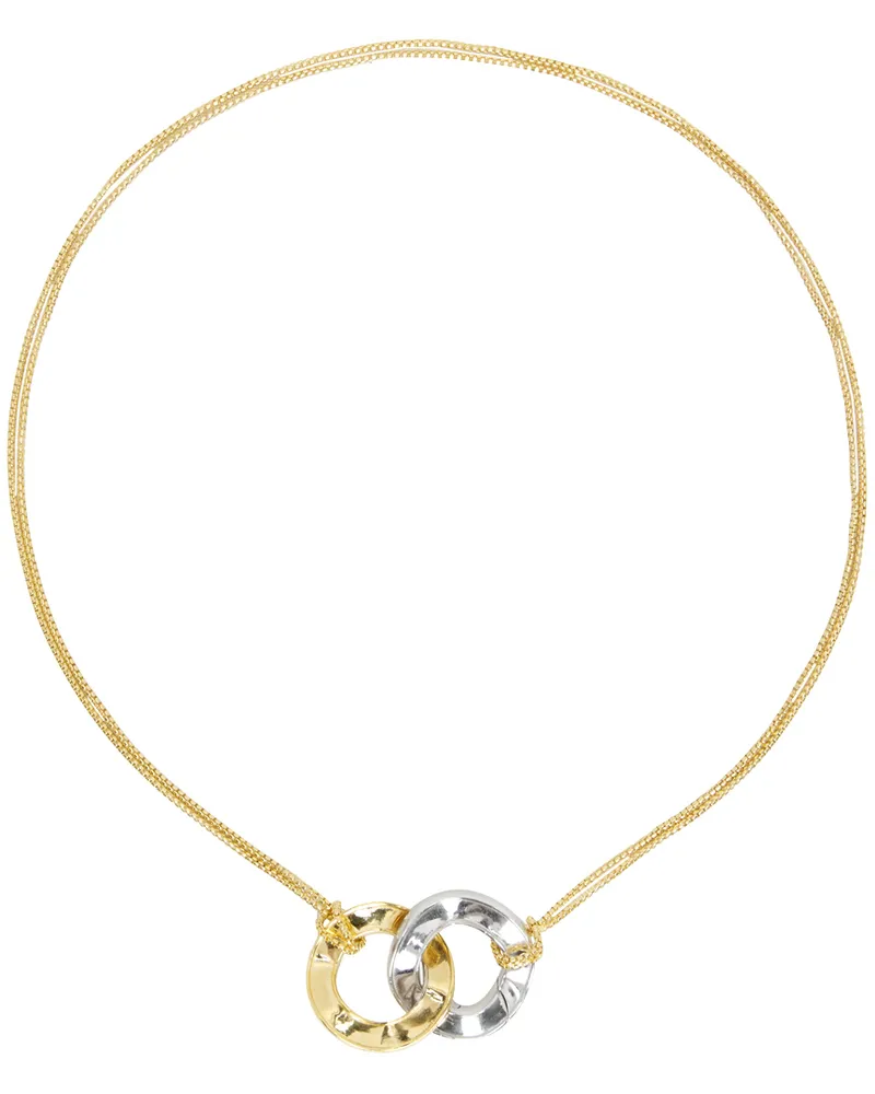 Bottega Veneta Gold & Silver Curve Necklace 8119-silver