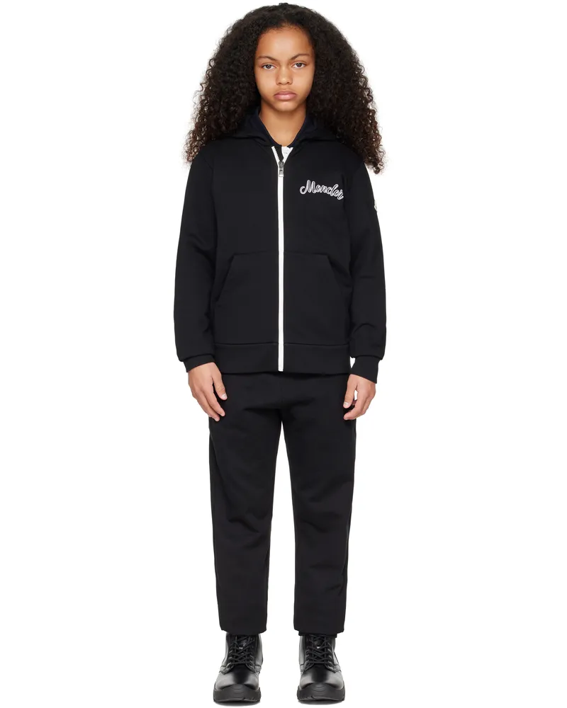 Moncler Kids Black Embroidered Hoodie & Sweatpants Set 999