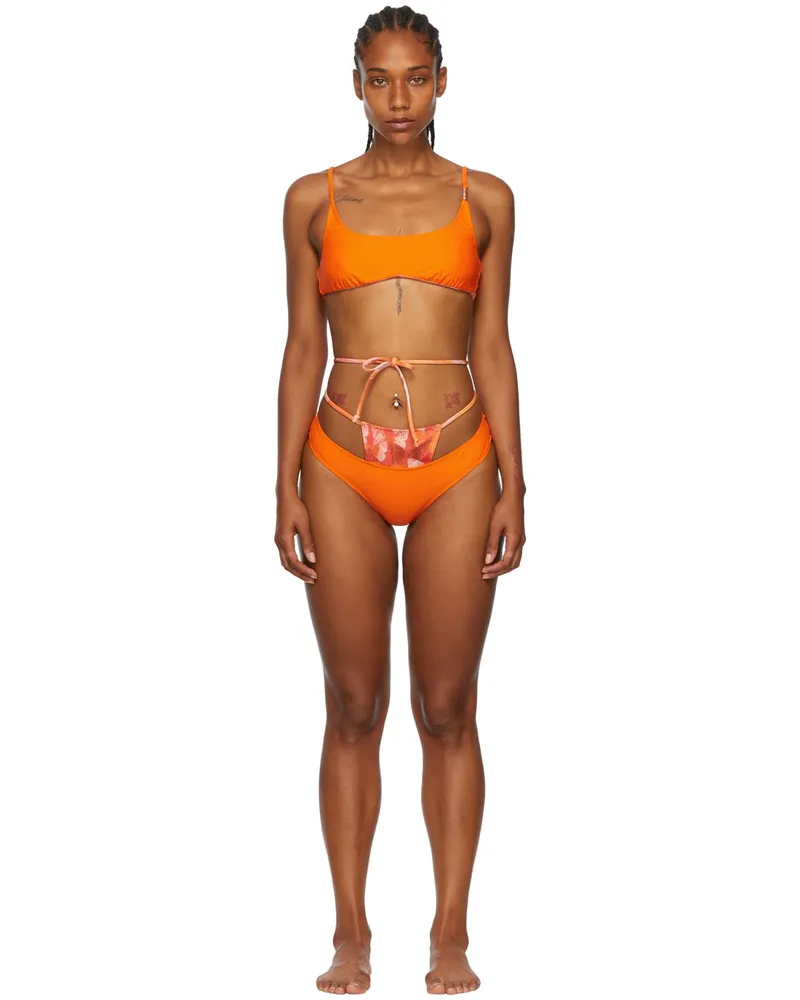 Collina Strada SSENSE Exclusive Orange Recycled Nylon Bikini Tangerine