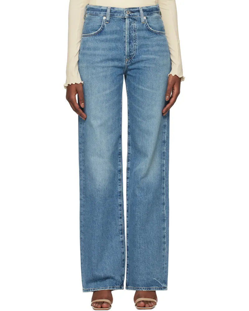 Citizens of humanity Navy Annina High Rise Wide Leg 33 Jeans Starsign