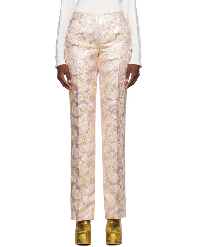 Dries van Noten Pink & Gold Metallic Trousers 954