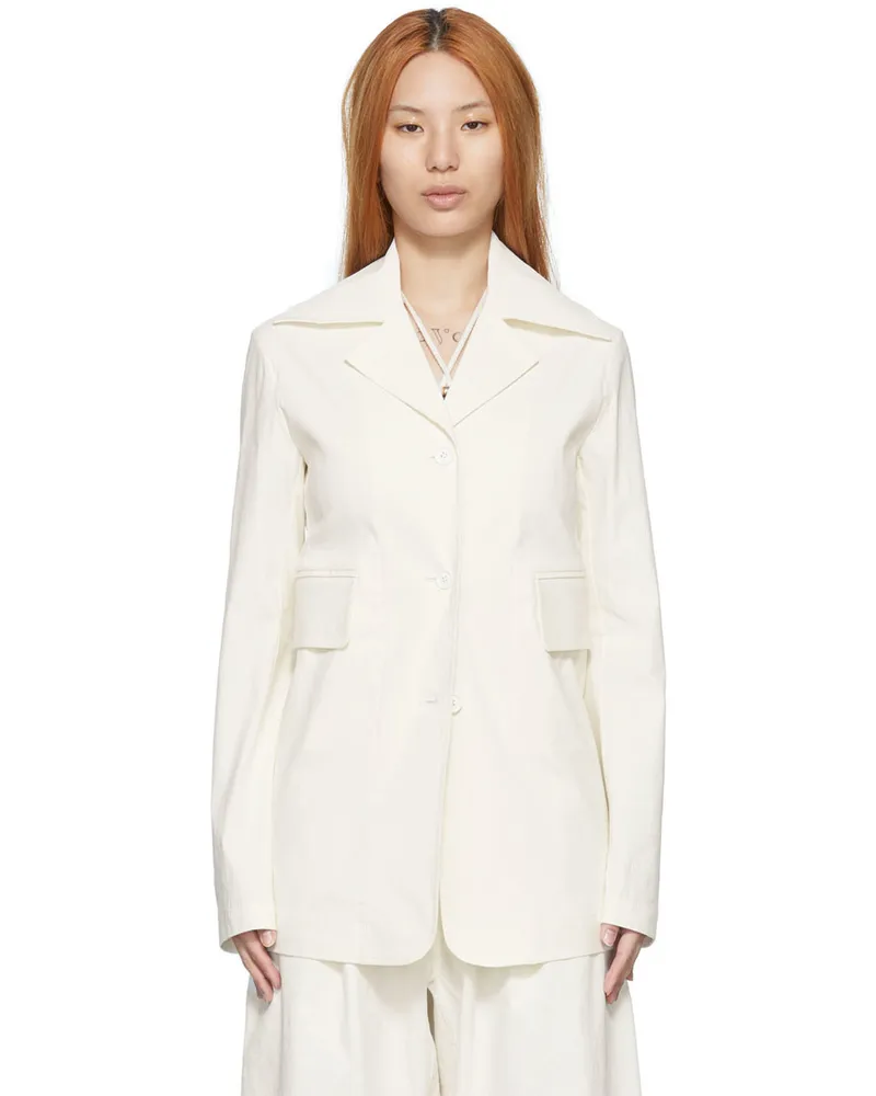 QUIRA SSENSE Exclusive Off-White Linen Jacket Q0011