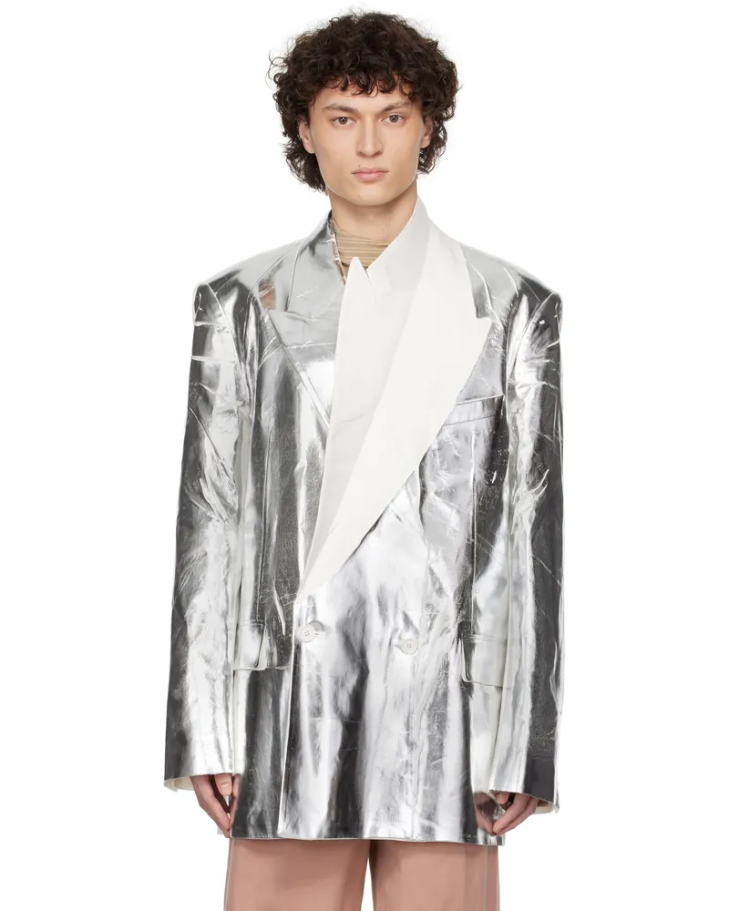 Dries van Noten White Double-Breasted Blazer White