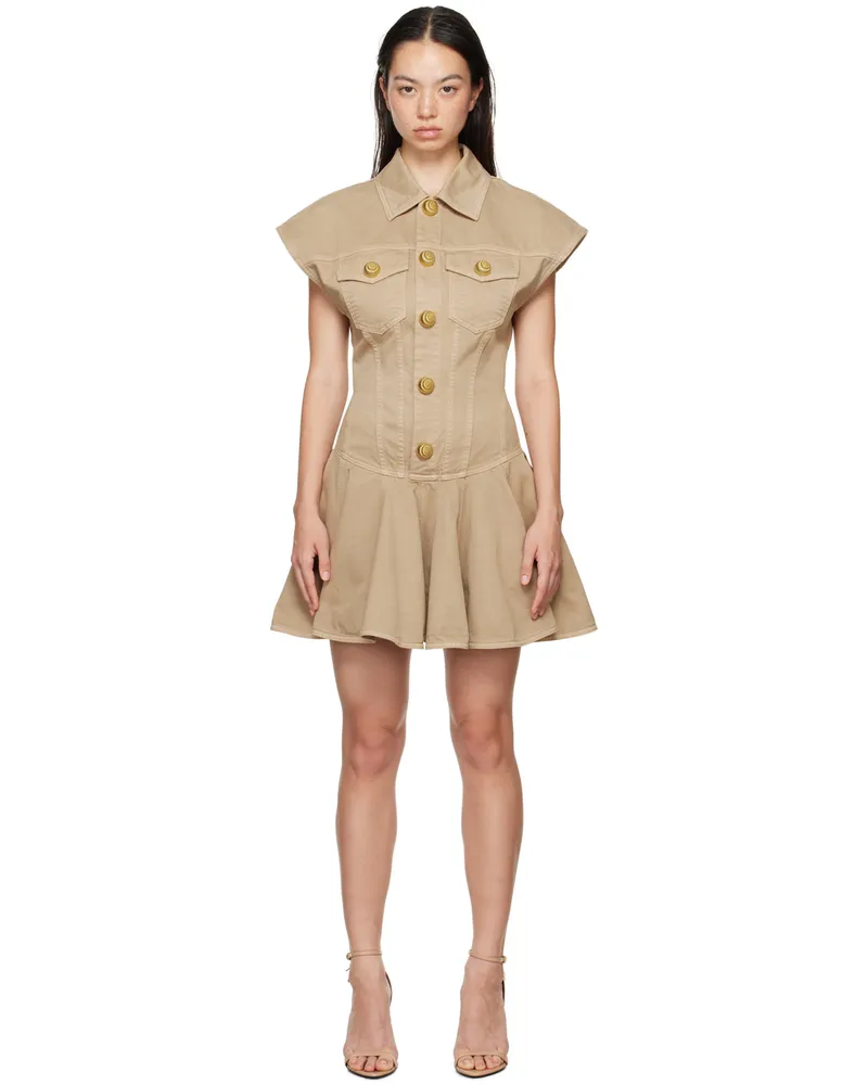 Balmain Beige Flared Minidress 0fk