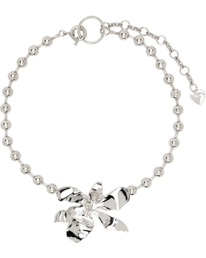 Acne Studios Silver Flower Necklace Awn