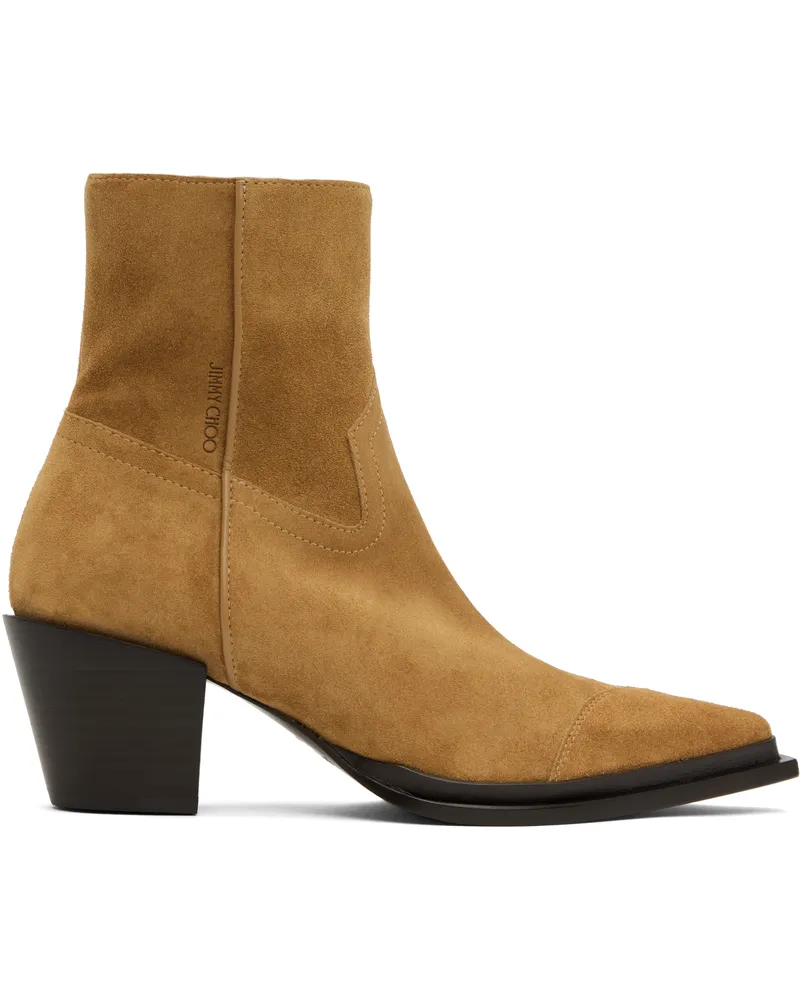 Jimmy Choo Tan Cece Ankle 60 Boots Rattan