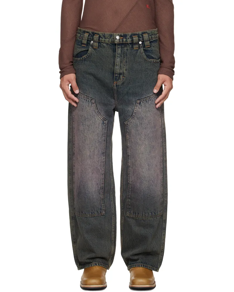 Eckhaus Latta Blue Double Knee Baggy Jeans Moon