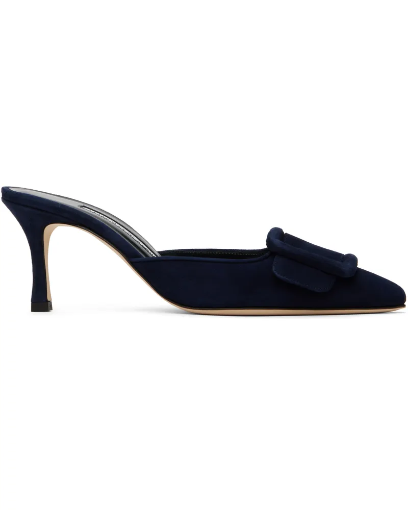 Manolo Blahnik Navy Maysale Mules 4116