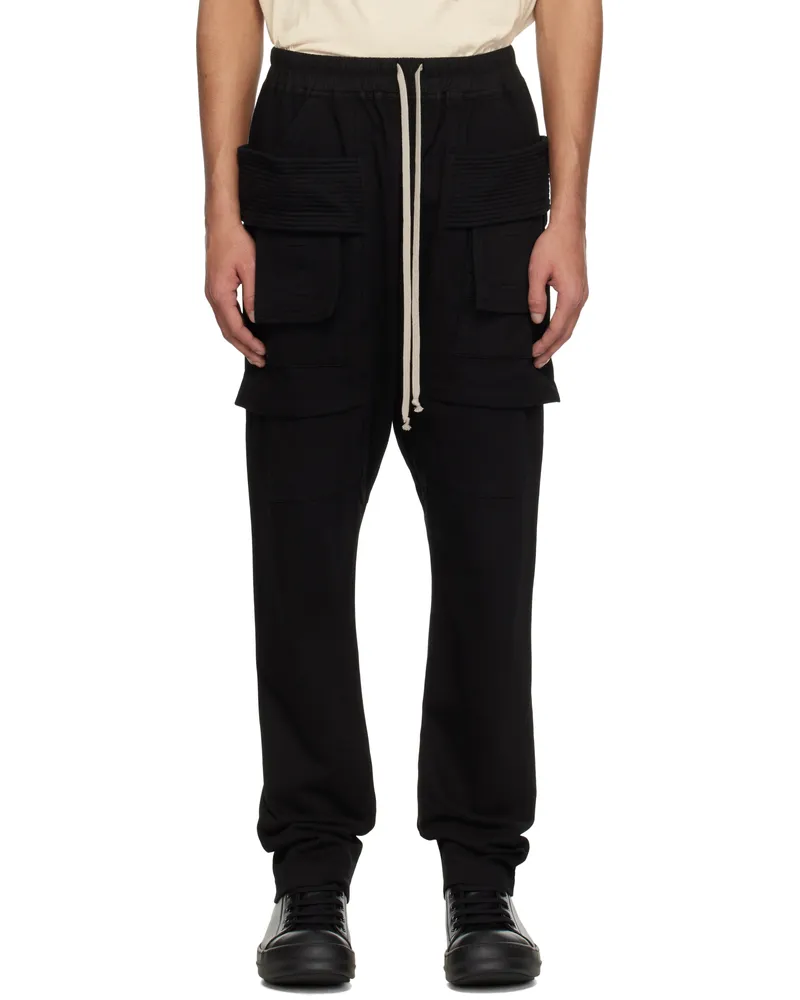 DRKSHDW by Rick Owens Black Hollywood Creatch Cargo Drawstring Pants 09