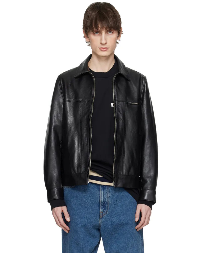Wacko Maria Black Grained Leather Jacket Black
