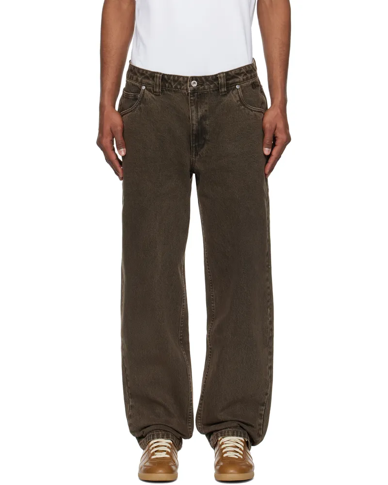 Dime Brown Classic Relaxed Jeans Faded