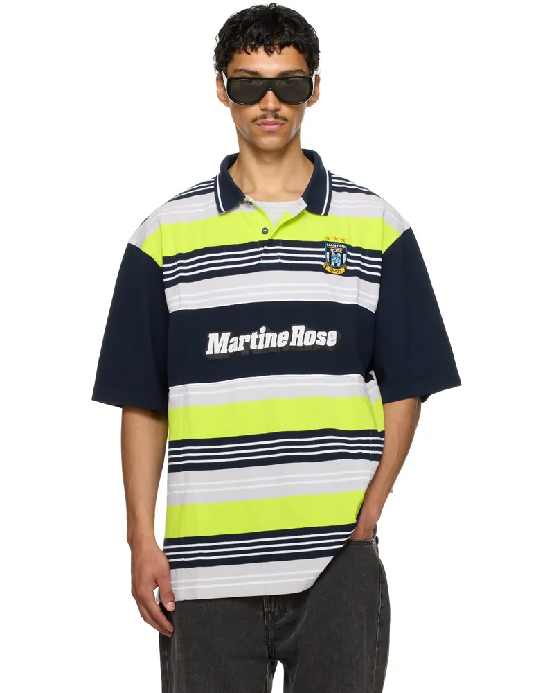 Martine Rose SSENSE Exclusive Navy & Green Oversized Panelled Polo Blu