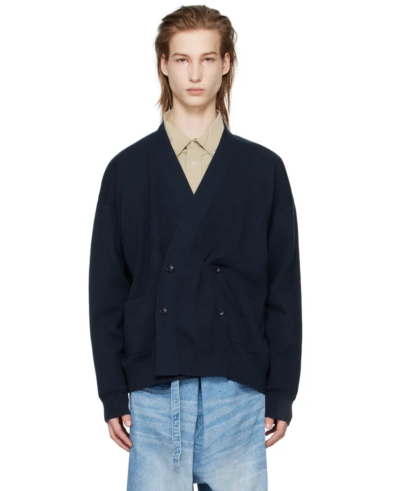 meanswhile Navy Double-Breasted Cardigan Navy