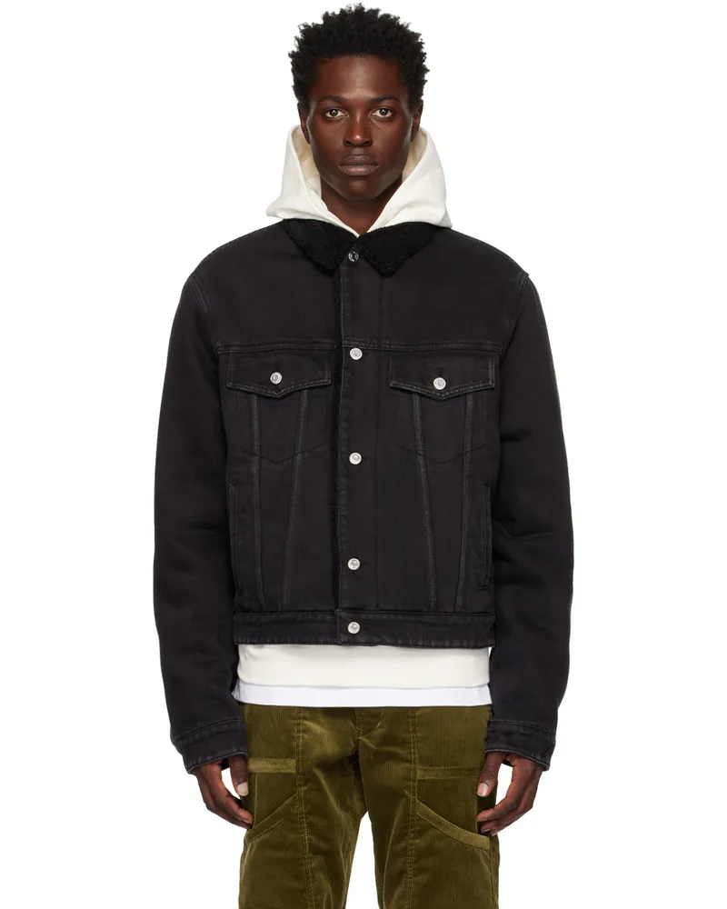 WE 11 DONE Black Regular Fit Denim Jacket Black