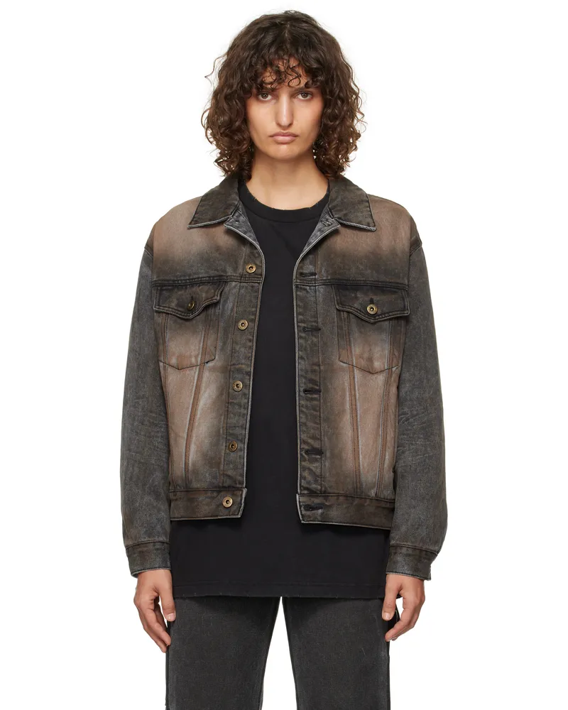 WE 11 DONE Black Washed Denim Jacket Black