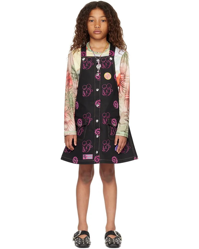 CHOPOVA LOWENA SSENSE Exclusive Kids Black Mouse Puppy Denim Dress Black