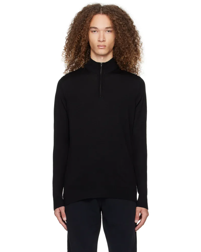 Sunspel Black Half-Zip Sweater Black