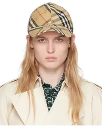 Burberry Beige Check Baseball Cap Sand