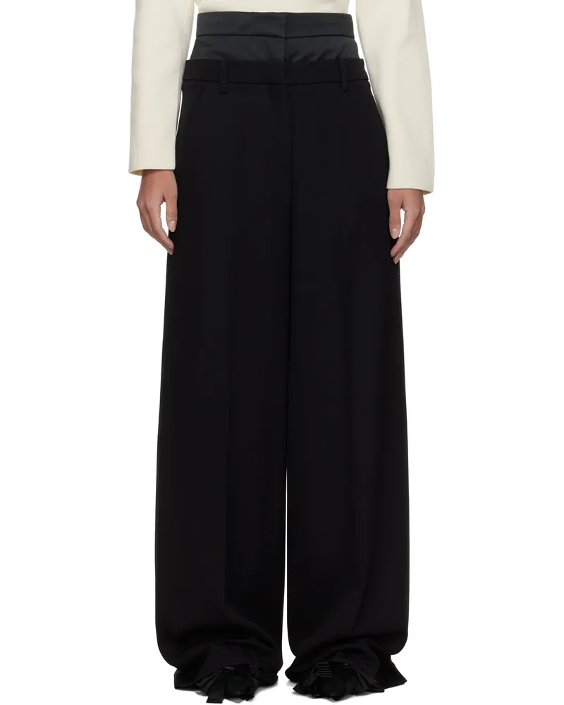Erdem Black Wide Leg Trousers Black
