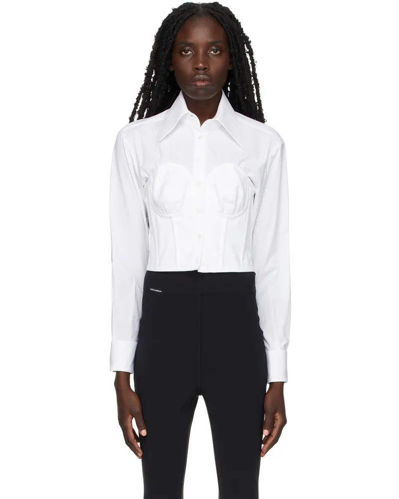 Dolce & Gabbana White Poplin Bustier Shirt W0800