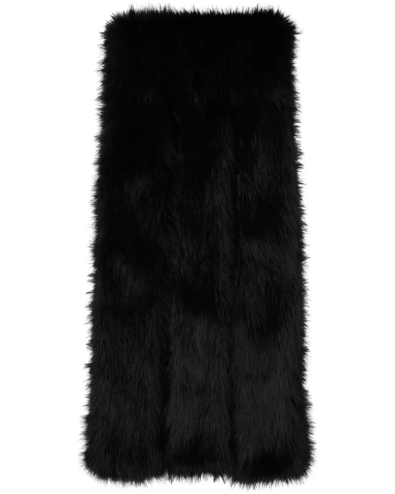 Simone Rocha Black Triple Slit Faux-Fur Scarf Black