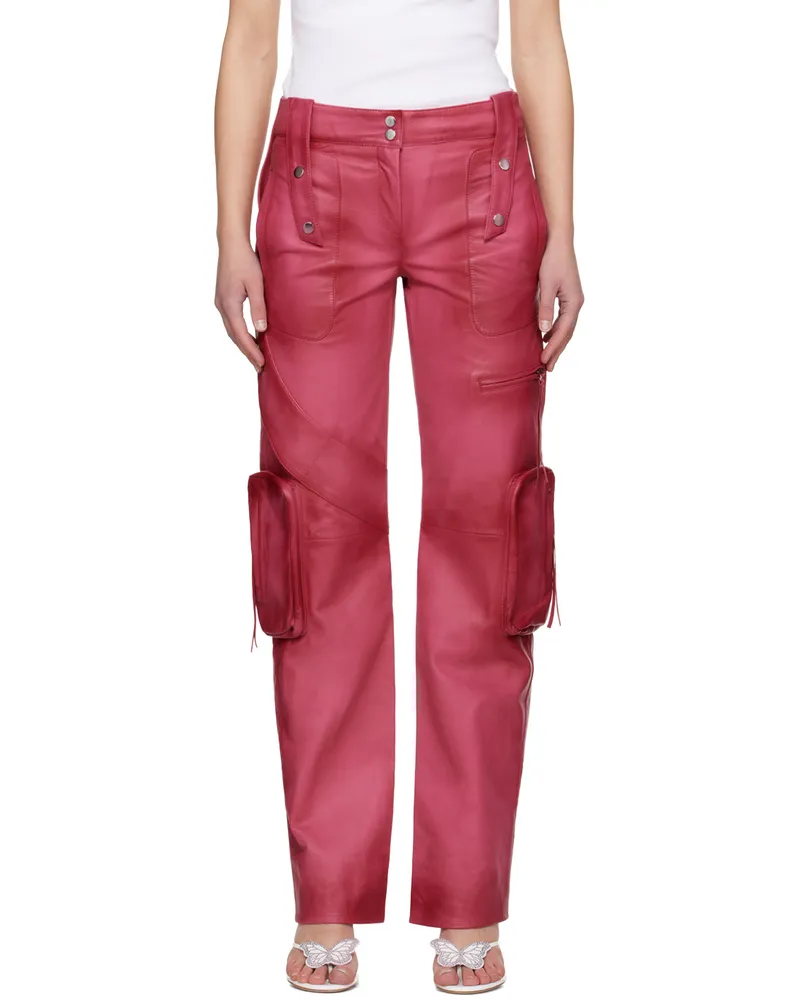 Blumarine Pink Spiral Leather Cargo Pants N0731