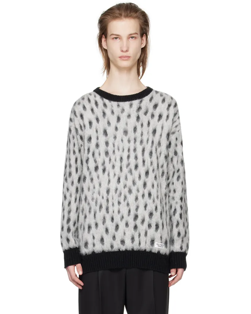 Wacko Maria White & Black Leopard Sweater White