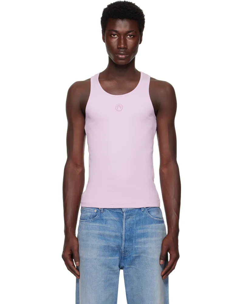 Marine Serre Pink Moon Logo Ribbed Jersey Tank Top Pk35