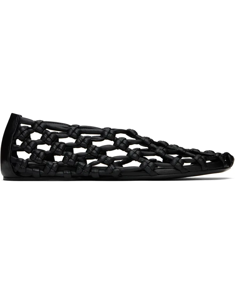 Jil Sander Black Hand-Knotted Ballerina Flats 001