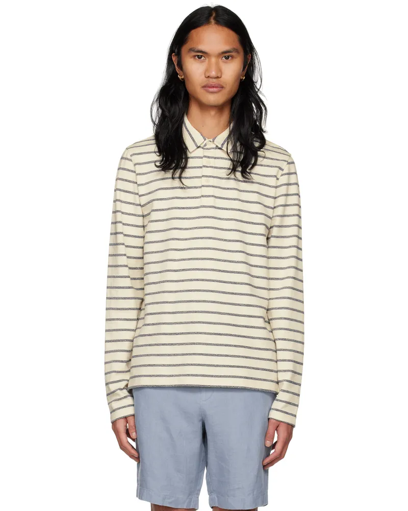 Vince White & Blue Striped Polo Bone