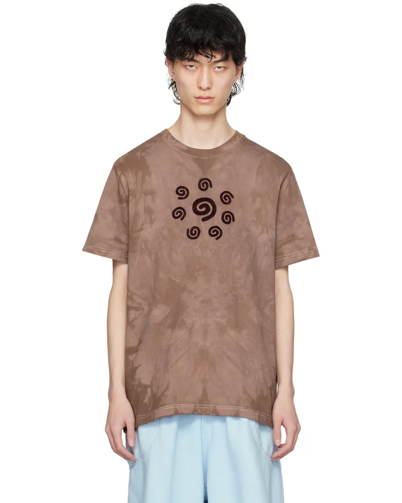 Charlie Constantinou Brown Flocked Spiral T-Shirt Dark