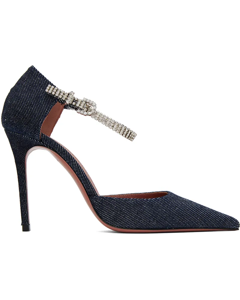 Amina Muaddi Navy Ursina Pump Heels Dark