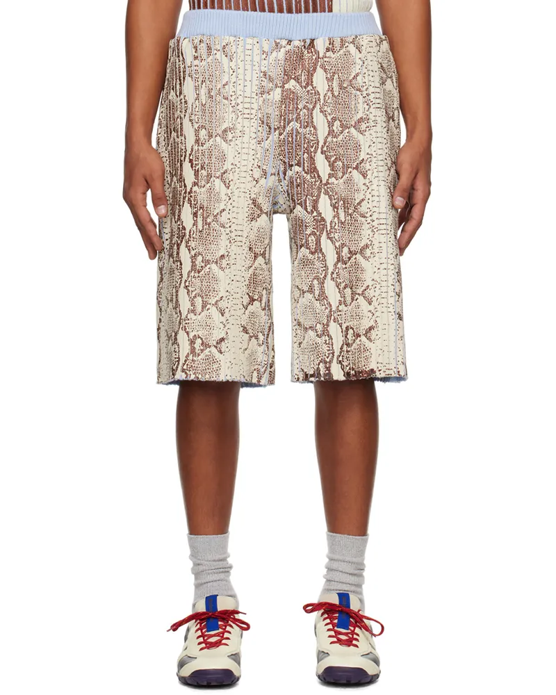 Stanley Raffington SSENSE Exclusive Off-White & Blue Shorts Snakeskin