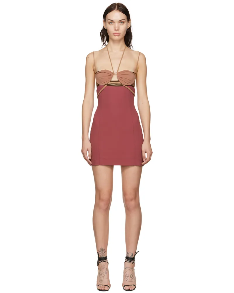 Nensi Dojaka SSENSE Exclusive Burgundy Minidress Hawros