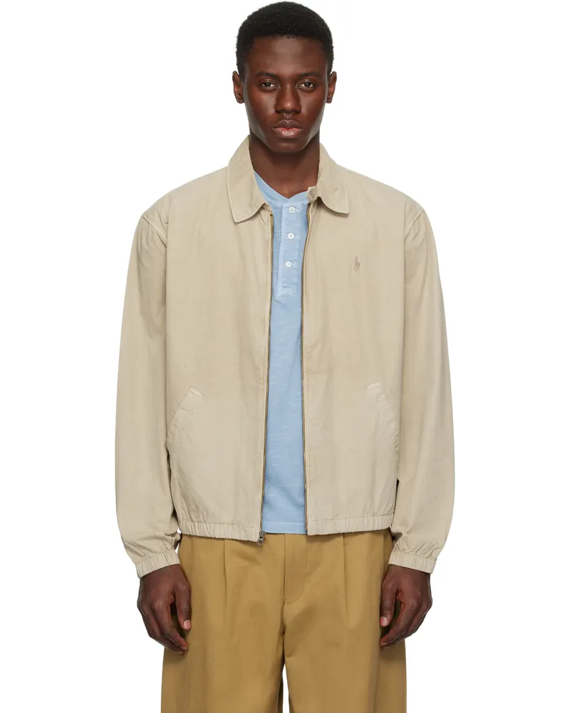 Ralph Lauren Beige Bayport Poplin Jacket Olive