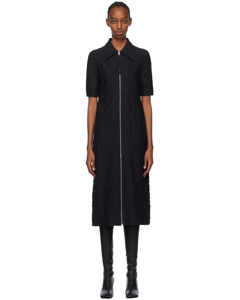 Jil Sander Black Spread Collar Midi Dress 001