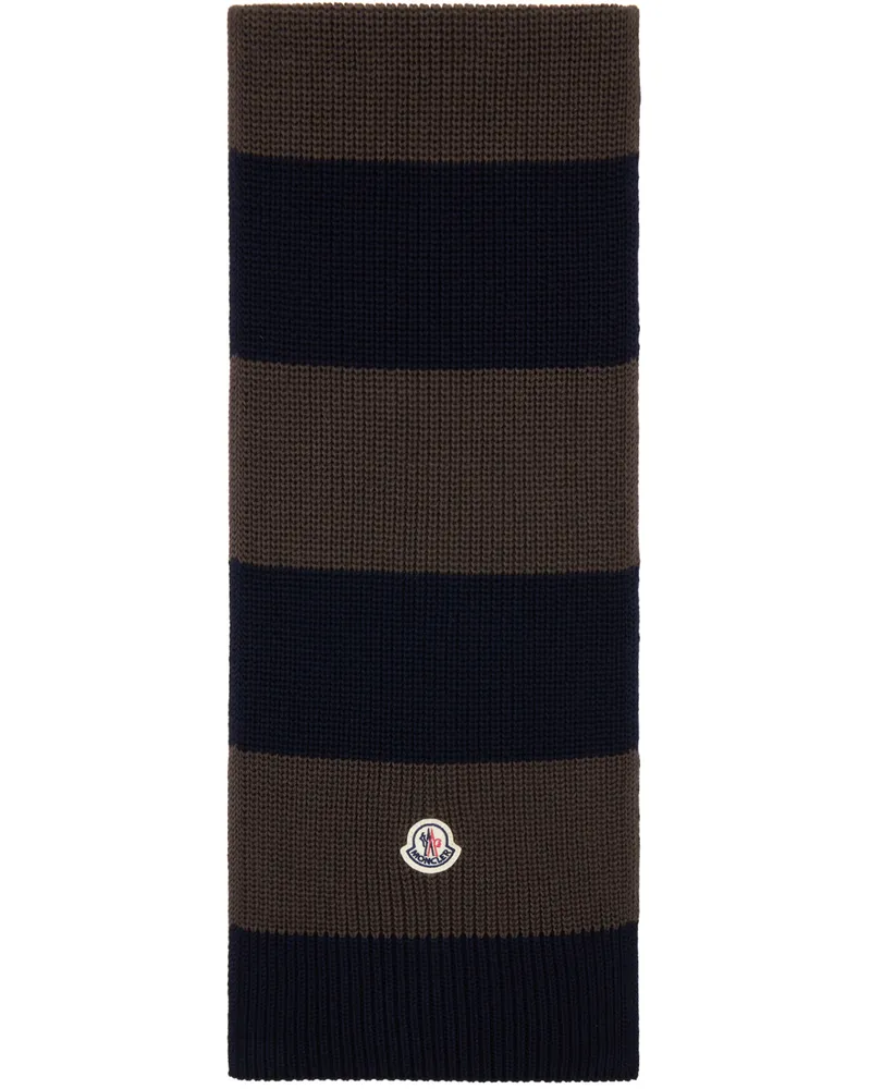 Moncler Brown & Navy Striped Scarf P27