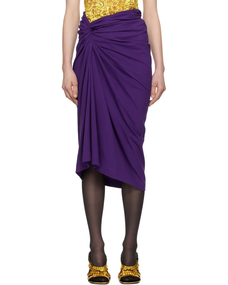 Dries van Noten Purple Knotted Jersey Midi Skirt 401