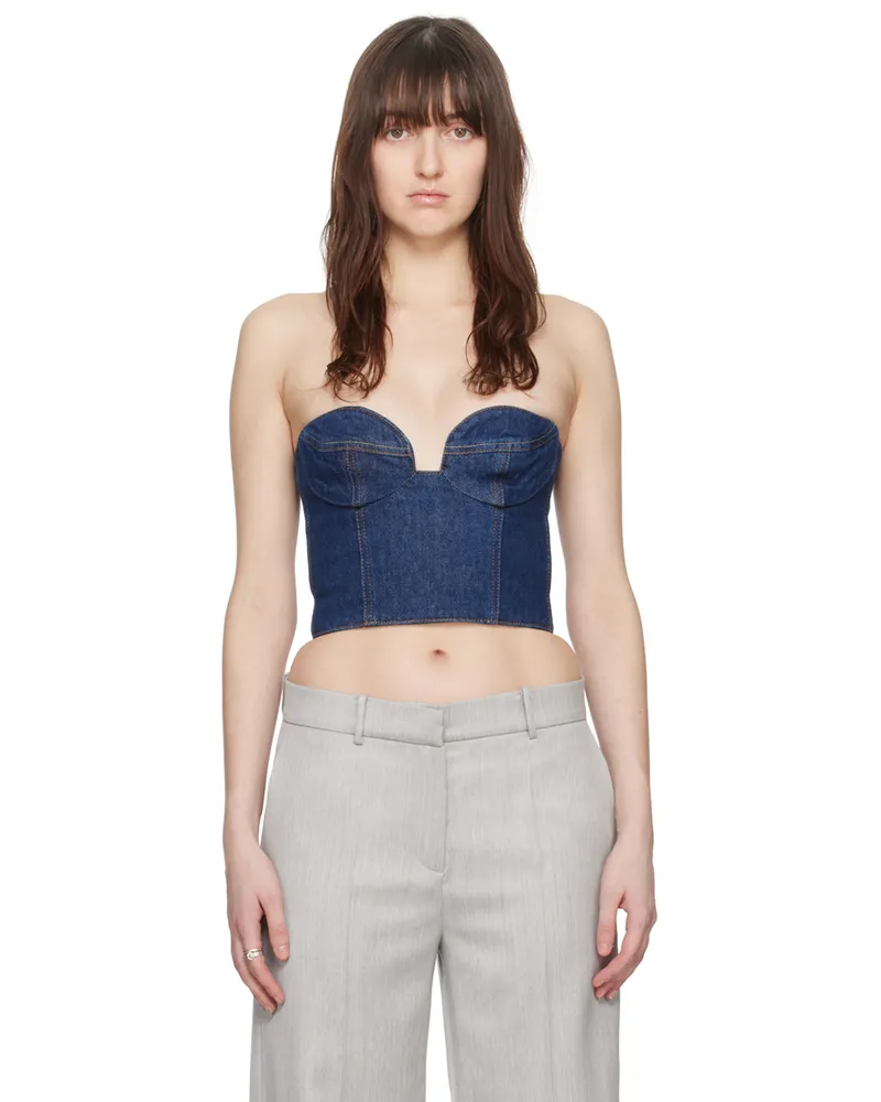 Magda Butrym Indigo Faded Denim Camisole Navy
