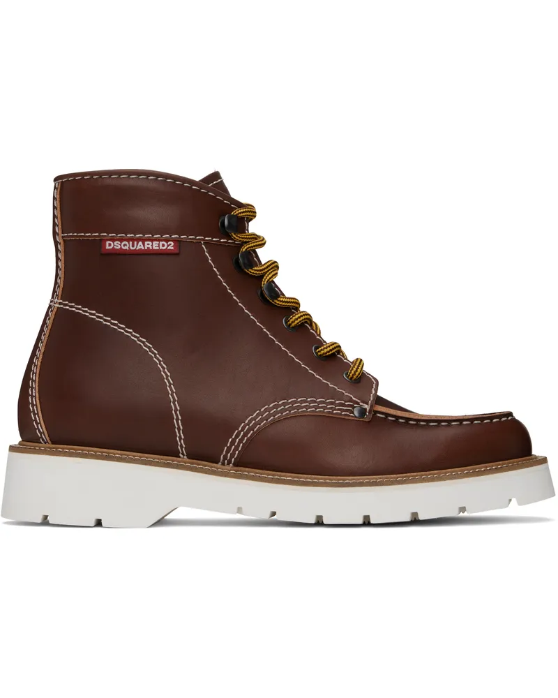 Dsquared2 Brown Explorer Ankle Boots Bruciato