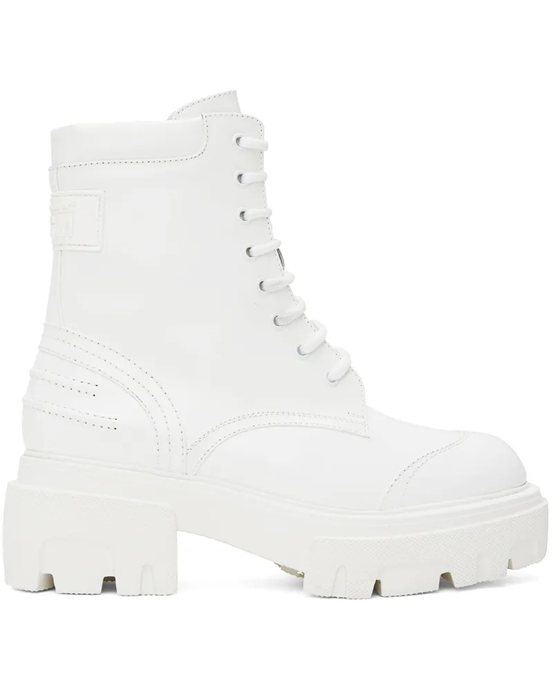 MSGM White Lace-Up Boots 01