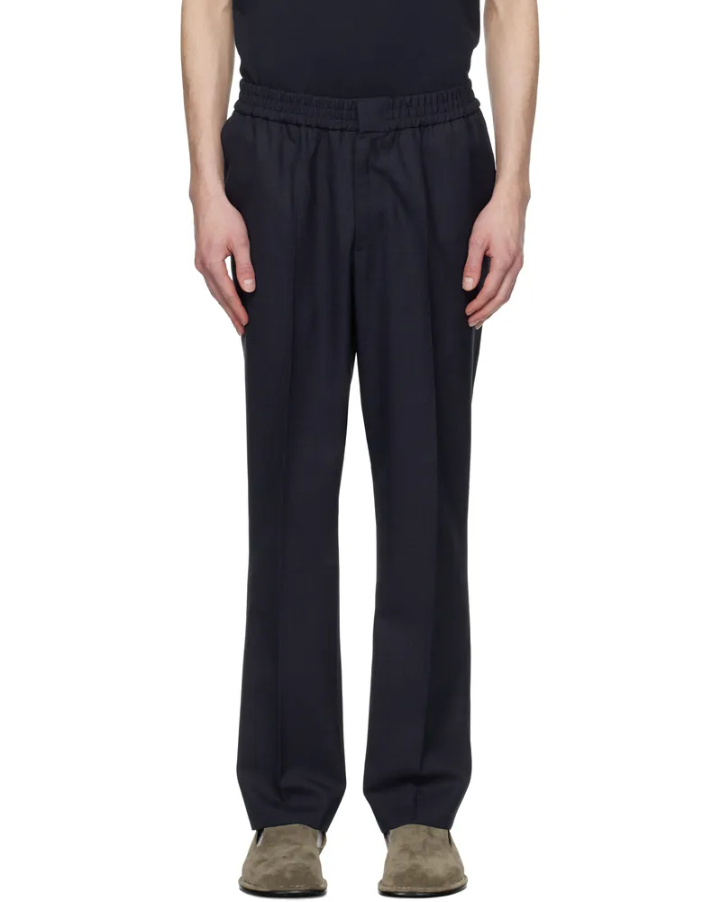 AMI Paris Navy Elasticated Waist Trousers 4011
